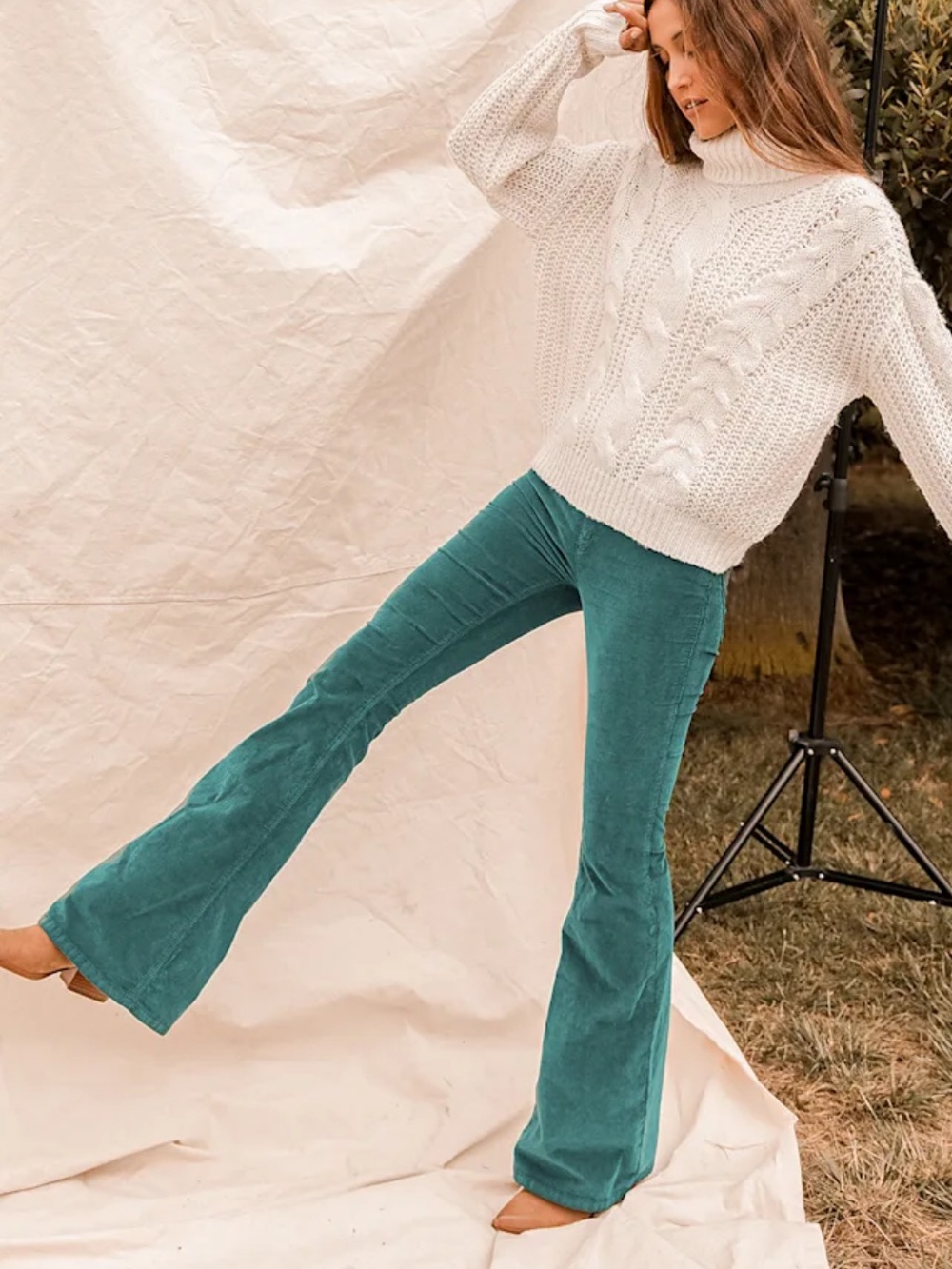 Free People We The Free Corduroy Flare Pants Teal - Size 29